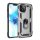 Defender műanyag telefonvédő (közepesen ütésálló, szilikon belső, telefontartó gyűrű, beépített fémlemez) SZÜRKE Apple iPhone 12 Pro Max