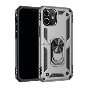 Defender műanyag telefonvédő (közepesen ütésálló, szilikon belső, telefontartó gyűrű, beépített fémlemez) SZÜRKE Apple iPhone 12, Apple iPhone 12 Pro