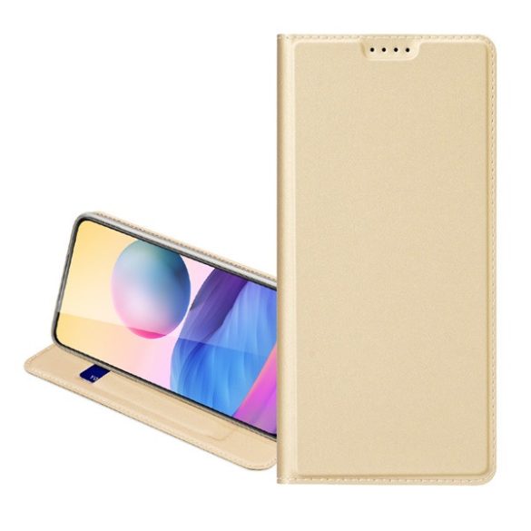 DUX DUCIS SKIN PRO tok álló, bőr hatású (FLIP, oldalra nyíló, bankkártya tartó, asztali tartó funkció) ARANY Xiaomi Mi 10T Lite 5G