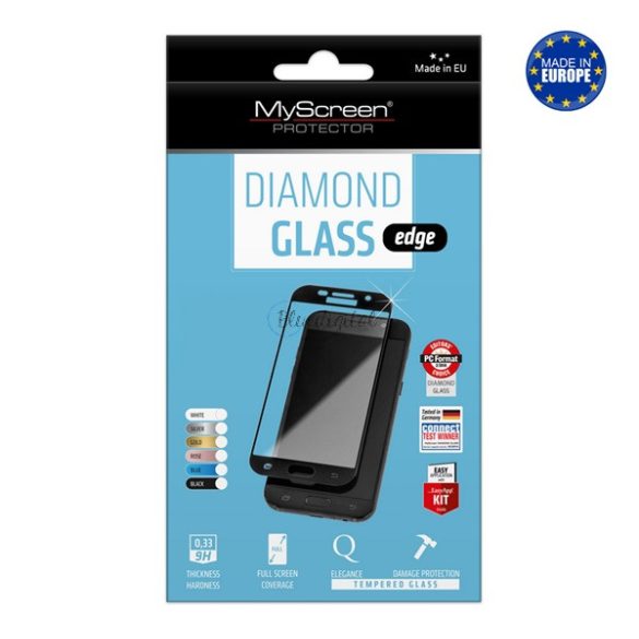 MYSCREEN DIAMOND GLASS EDGE képernyővédő üveg (2.5D full glue, íves, karcálló, 0.33 mm, 9H) FEKETE Huawei P Smart Pro (2019), Honor 9X (Global), Huawei P Smart Z (Y9 Prime 2019), Honor 9X Pro