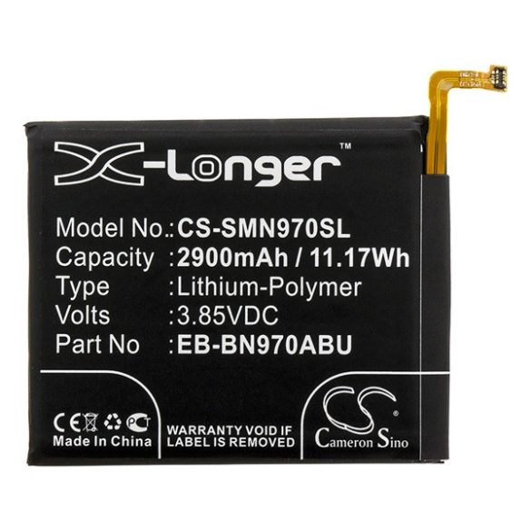 CAMERON SINO Li-Polymer akku (3.85V/2900mAh, Samsung EB-BN970ABU kompatibilis) FEKETE Samsung Galaxy Note 10 (SM-N970F)