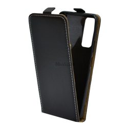   Tok álló, bőr hatású (FLIP, lefelé nyíló, szilikon tartó) FEKETE Huawei P Smart (2021)