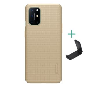 NILLKIN SUPER FROSTED műanyag telefonvédő (gumírozott, érdes felület + asztali tartó) ARANY OnePlus 8T