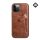 NILLKIN AOGE műanyag telefonvédő (valódi bőr hátlap, mikrofiber plüss belső, bankkártya tartó) BARNA Apple iPhone 12 Pro Max