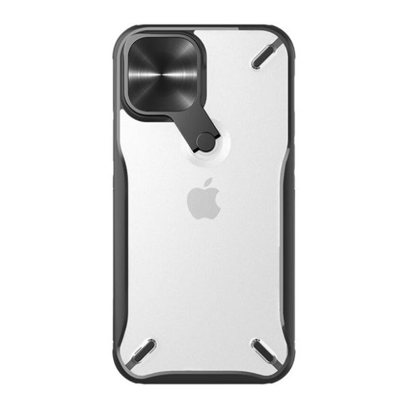 NILLKIN CYCLOPS műanyag telefonvédő (közepesen ütésálló, légpárnás sarok, kameravédő, kitámasztó) FEKETE Apple iPhone 12 Pro Max
