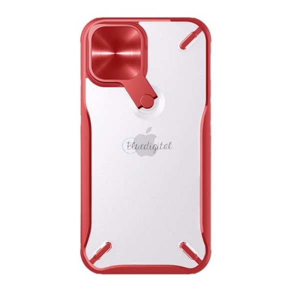 NILLKIN CYCLOPS műanyag telefonvédő (közepesen ütésálló, légpárnás sarok, kameravédő, kitámasztó) PIROS Apple iPhone 12, Apple iPhone 12 Pro