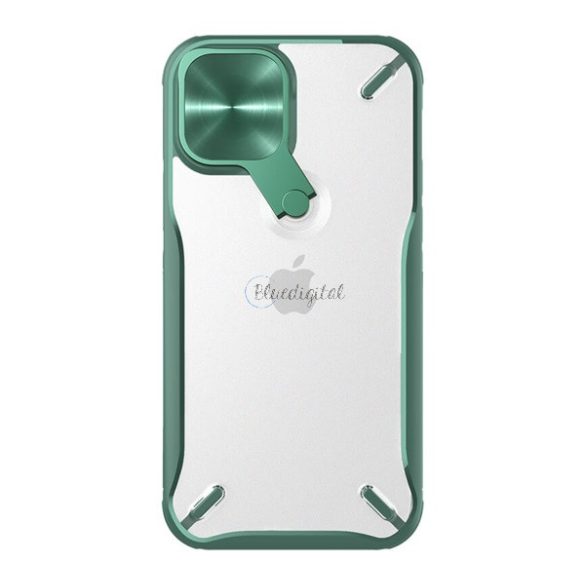 NILLKIN CYCLOPS műanyag telefonvédő (közepesen ütésálló, légpárnás sarok, kameravédő, kitámasztó) SÖTÉTZÖLD Apple iPhone 12 Pro Max