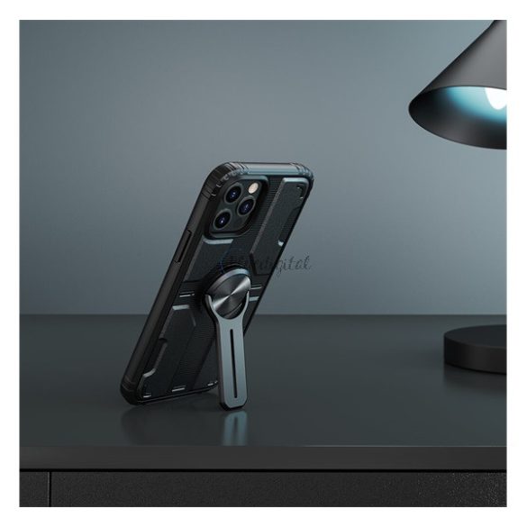 NILLKIN MEDLEY defender műanyag telefonvédő (közepesen ütésálló, szilikon belső, kitámasztó, mágneses) SÖTÉTZÖLD Apple iPhone 12 Pro Max