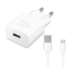   HUAWEI hálózati töltő USB aljzat (18W, gyorstöltő + C02450768A microUSB kábel) FEHÉR