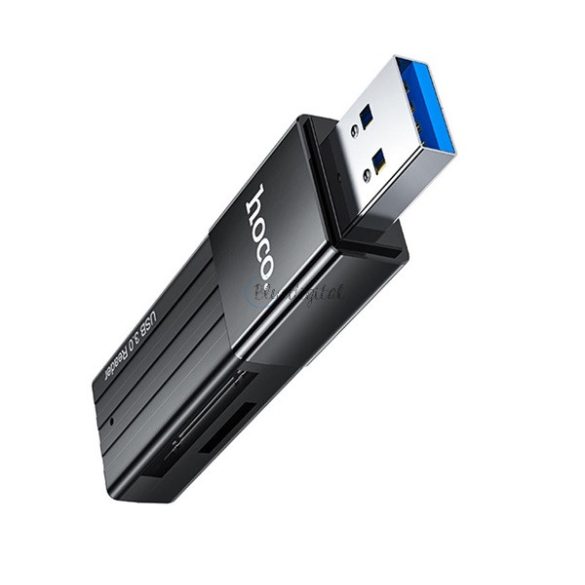 HOCO HB20 MEMÓRIAKÁRTYA olvasó (USB 3.0 / MicroSD / SD) kártyához FEKETE
