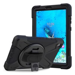   Defender műanyag telefonvédő (ütésállóság, kitámasztó, 360° + kézpánt) FEKETE Lenovo Tab M8 (TB-8505X) LTE, Lenovo Tab M8 (TB-8505F) WIFI
