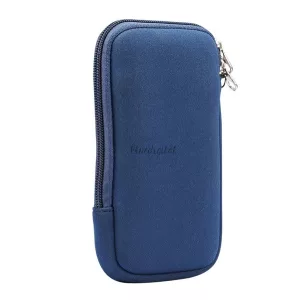 Tok álló, textil (univerzális, ütésálló belső, cipzáras, 6.7-6.9" méret + nyakpánt) SÖTÉTKÉK 
