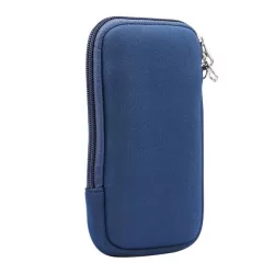   Tok álló, textil (univerzális, ütésálló belső, cipzáras, 4.7-5.4" méret + nyakpánt) SÖTÉTKÉK