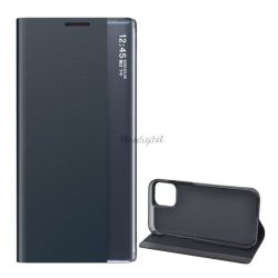   Tok álló, textil hatású (aktív FLIP, oldalra nyíló, asztali tartó funkció, Smart View Cover) SÖTÉTKÉK Apple iPhone 12, Apple iPhone 12 Pro