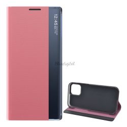   Tok álló, textil hatású (aktív FLIP, oldalra nyíló, asztali tartó funkció, Smart View Cover) RÓZSASZÍN Apple iPhone 12 Pro Max
