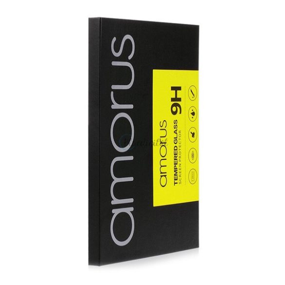 AMORUS képernyővédő üveg (2.5D full glue, teljes felületén tapad, extra karcálló, 0.3mm, 9H) FEKETE OnePlus Nord N10 5G