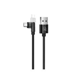   USAMS U60 adatkábel (USB - microUSB, 100cm, forgatható fej, LED jelzés) FEKETE