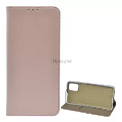   Tok álló, bőr hatású (FLIP, oldalra nyíló, asztali tartó funkció) ROZÉARANY Samsung Galaxy M31s (SM-M317F)