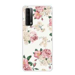 Szilikon telefonvédő (bazsarózsa minta) FEHÉR Huawei P Smart (2021)