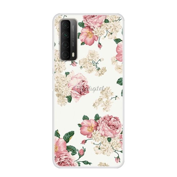 Szilikon telefonvédő (bazsarózsa minta) FEHÉR Huawei P Smart (2021)