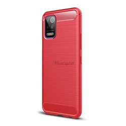   Szilikon telefonvédő (közepesen ütésálló, légpárnás sarok, szálcsiszolt, karbon minta) PIROS LG K52 (LMK520)