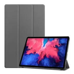   Tok álló, bőr hatású (aktív FLIP, oldalra nyíló, TRIFOLD, asztali tartó) SÖTÉTSZÜRKE Lenovo Tab P11 (TB-J606F), Lenovo Tab P11 5G (TB-J607Z), Lenovo Tab P11 Plus (TB-J616F)