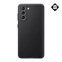   SAMSUNG műanyag telefonvédő (valódi bőr hátlap) FEKETE Samsung Galaxy S21 Plus (SM-G996) 5G