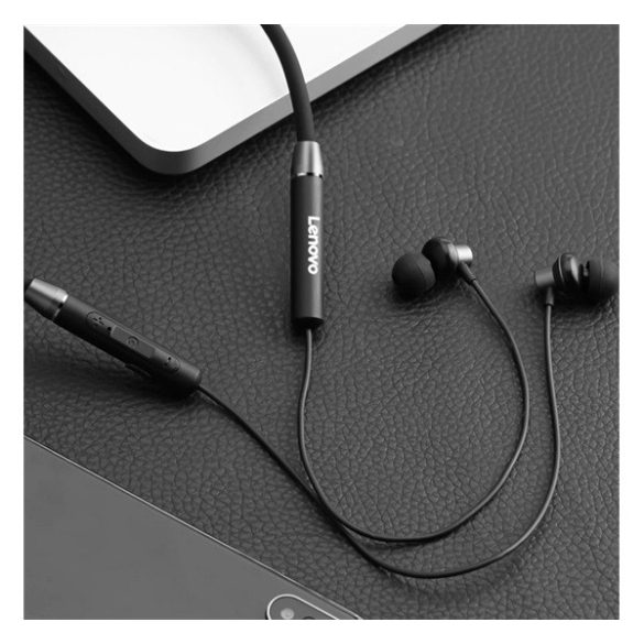 LENOVO HE05 bluetooth fülhallgató SZTEREO (V5.0, nyakba akasztható, cseppálló, mikrofon, zajszűrő, SPORT) FEKETE