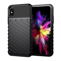   Szilikon telefonvédő (közepesen ütésálló, csíkos, dombor minta) FEKETE Apple iPhone XS 5.8, Apple iPhone X 5.8