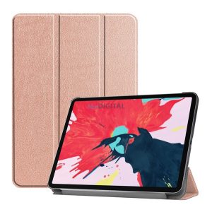 Tok álló, bőr hatású (aktív FLIP, oldalra nyíló, TRIFOLD, asztali tartó) ROZÉARANY 2 Apple IPAD Pro 11 (2018), Apple IPAD Pro 11 (2020), Apple IPAD Pro 11 (2021)