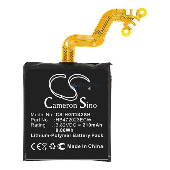 CAMERON SINO Li-Polymer akku (3.82V/210mAh, Huawei HB472023ECW kompatibilis) FEKETE Huawei Watch GT 2 42mm