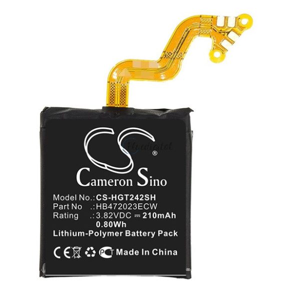 CAMERON SINO Li-Polymer akku (3,82V / 210mAh, Huawei HB472023ECW kompatibilis) FEKETE Huawei Watch GT 2 42mm