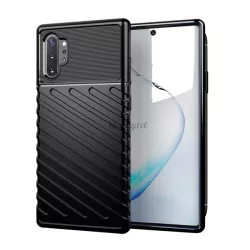   Szilikon telefonvédő (közepesen ütésálló, csíkos, dombor minta) FEKETE Samsung Galaxy Note 10 Plus (SM-N975F)
