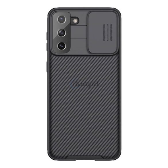 NILLKIN CAMSHIELD PRO műanyag telefonvédő (szilikon keret, közepesen ütésálló, kamera védelem, csíkos minta) FEKETE Samsung Galaxy S21 Plus (SM-G996) 5G