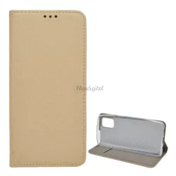   Tok álló, bőr hatású (FLIP, oldalra nyíló, asztali tartó funkció, rombusz minta) ARANY Samsung Galaxy M51 (SM-M515F)