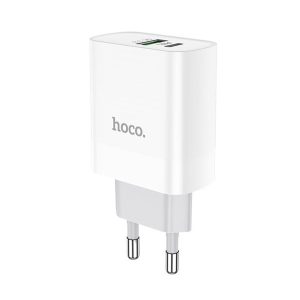 HOCO C80A RAPIDO hálózati töltő Type-C+USB aljzat (20W, PD gyorstöltő 3.0) FEHÉR