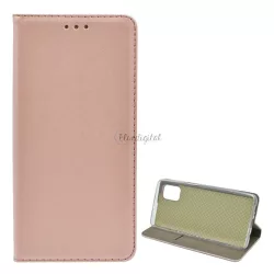   Tok álló, bőr hatású (FLIP, oldalra nyíló, asztali tartó funkció) ROZÉARANY Samsung Galaxy M51 (SM-M515F)