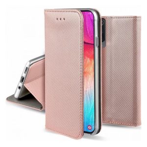 Tok álló, bőr hatású (FLIP, oldalra nyíló, asztali tartó funkció, rombusz minta) ROZÉARANY Samsung Galaxy A72 5G (SM-A726F), Samsung Galaxy A72 4G (SM-A725F)