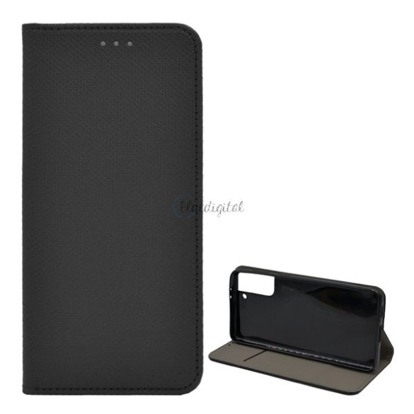 Tok álló, bőr hatású (FLIP, oldalra nyíló, asztali tartó funkció, rombusz minta) FEKETE Samsung Galaxy S21 Plus (SM-G996) 5G
