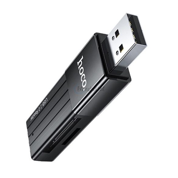 HOCO HB20 MEMÓRIAKÁRTYA olvasó (USB 2.0 / Nano / MicroSD) kártyához FEKETE