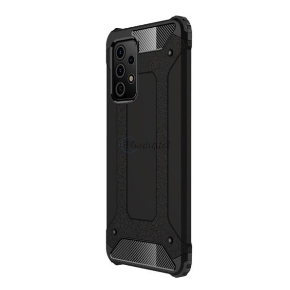 Defender műanyag telefonvédő (közepesen ütésálló, légpárnás sarok, szilikon belső, fémhatás) FEKETE Samsung Galaxy A72 5G (SM-A726F), Samsung Galaxy A72 4G (SM-A725F)