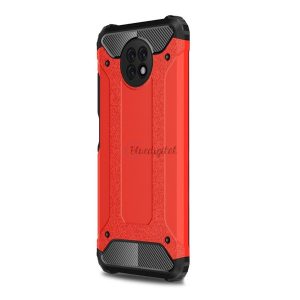 Defender műanyag telefonvédő (közepesen ütésálló, légpárnás sarok, szilikon belső, fémhatás) PIROS Xiaomi Redmi Note 9 5G
