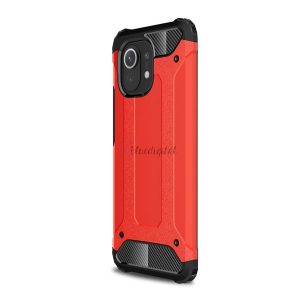 Defender műanyag telefonvédő (közepesen ütésálló, légpárnás sarok, szilikon belső, fémhatás) PIROS Xiaomi Mi 11 5G