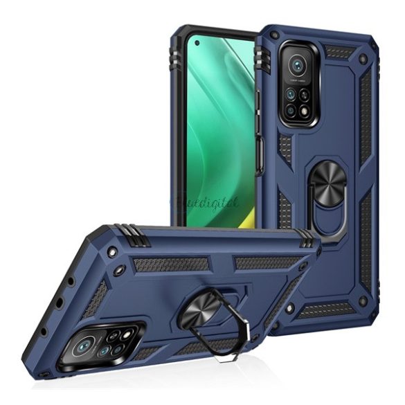 Defender műanyag telefonvédő (közepesen ütésálló, szilikon belső, telefontartó gyűrű, beépített fémlemez) SÖTÉTKÉK Xiaomi Mi 10T 5G, Xiaomi Mi 10T Pro 5G
