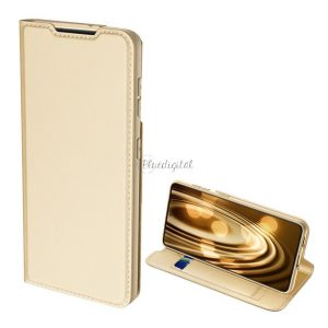 DUX DUCIS SKIN PRO tok álló, bőr hatású (FLIP, oldalra nyíló, bankkártya tartó, asztali tartó funkció) ARANY Samsung Galaxy S21 Plus (SM-G996) 5G