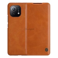   NILLKIN QIN tok álló, bőr hatású (FLIP, oldalra nyíló, bankkártya tartó) BARNA Xiaomi Mi 11 5G