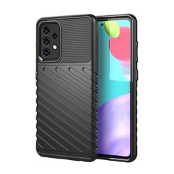   Szilikon telefonvédő (közepesen ütésálló, csíkos, dombor minta) FEKETE Samsung Galaxy A52 5G (SM-A526F), Samsung Galaxy A52 4G (SM-A525F), Samsung Galaxy A52s 5G (SM-A528)