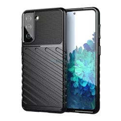   Szilikon telefonvédő (ütésállóság, csíkos, dombor minta) FEKETE Samsung Galaxy S21 (SM-G991) 5G