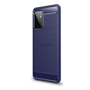 Szilikon telefonvédő (közepesen ütésálló, légpárnás sarok, szálcsiszolt, karbon minta) SÖTÉTKÉK Samsung Galaxy A72 5G (SM-A726F), Samsung Galaxy A72 4G (SM-A725F)