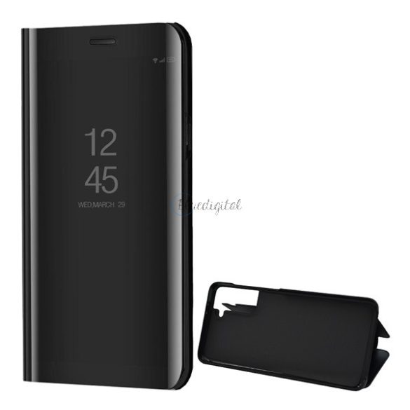 Tok álló (aktív FLIP, oldalra nyíló, asztali tartó funkció, tükrös felület, Mirror View Case) FEKETE Samsung Galaxy S21 Plus (SM-G996) 5G